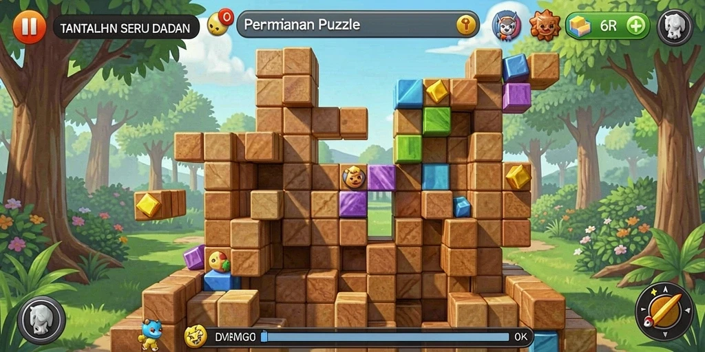 Tampilan menarik dari gameplay Puzzle 6RT yang menantang.