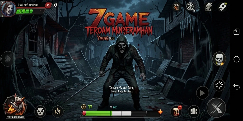 Tangkapan layar gameplay 7GAME yang menampilkan suasana horror.