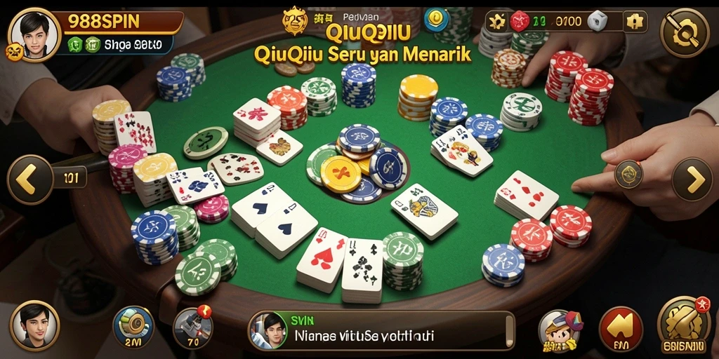 Tampilan gameplay seru dari 988SPIN yang menampilkan aksi QiuQiu.