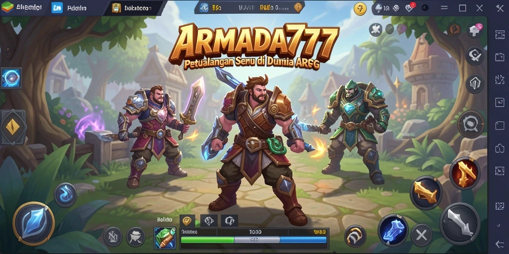 Screenshot ARPG ARMADA777 menampilkan aksi bertempur yang epik.
