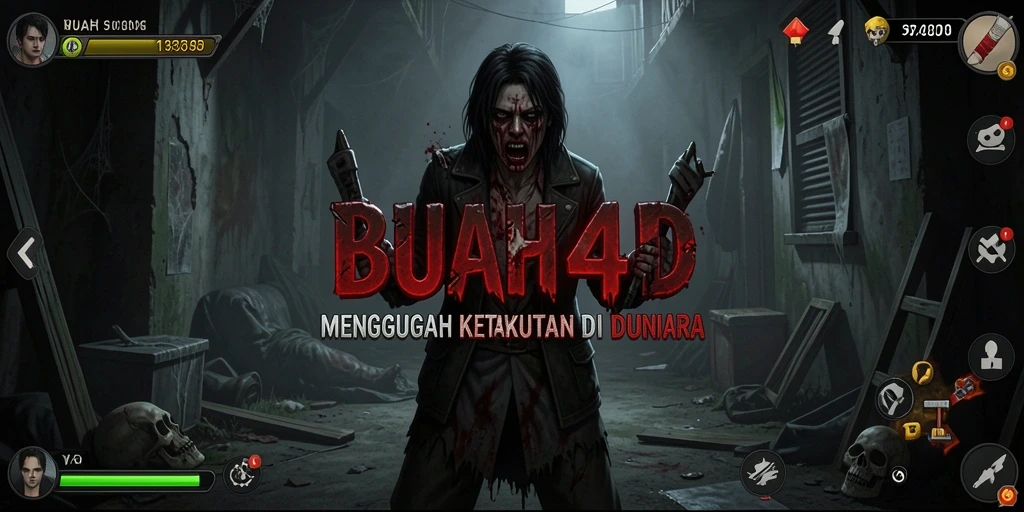 Tangkapan layar gameplay <strong>BUAH4D</strong> menampilkan suasana mencekam yang mendominasi.