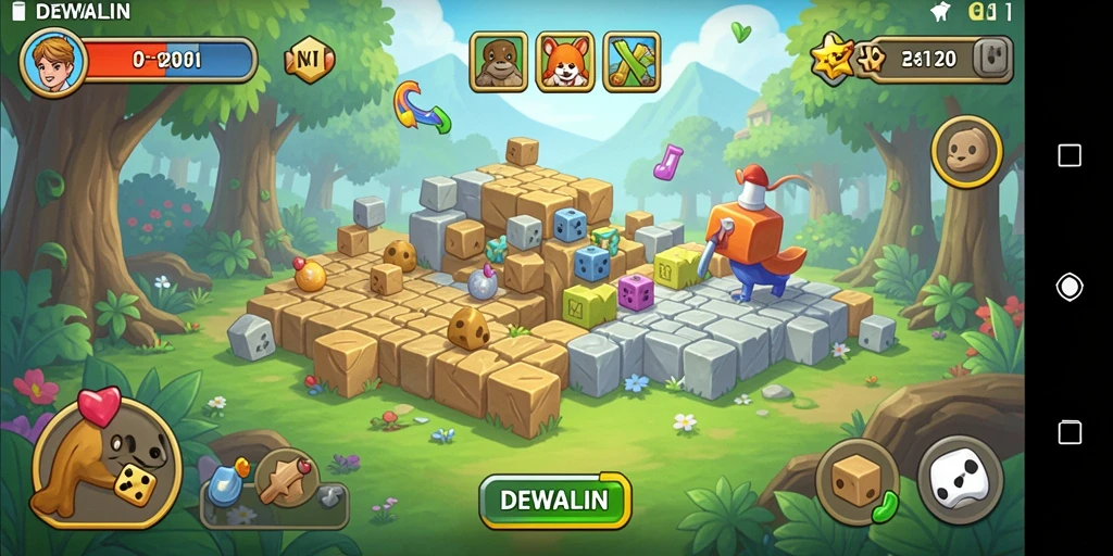 Gameplay seru DEWALIN menampilkan berbagai teka-teki menarik.