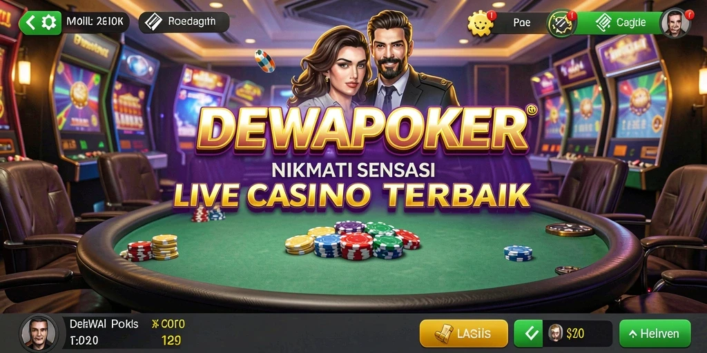Tampilan interaktif permainan Live Casino DEWAPOKER yang seru.