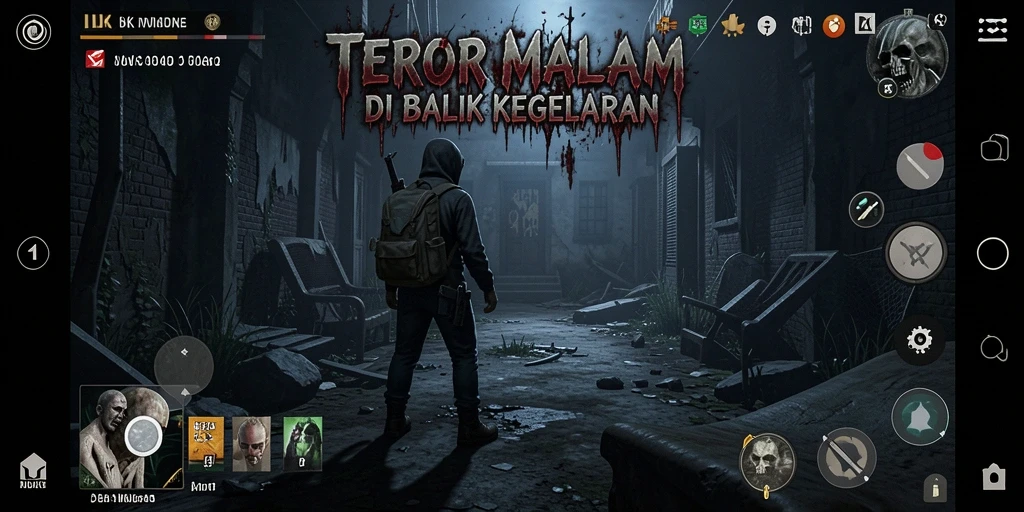Screenshot utama DKK menampilkan suasana gelap dan menegangkan saat gameplay.