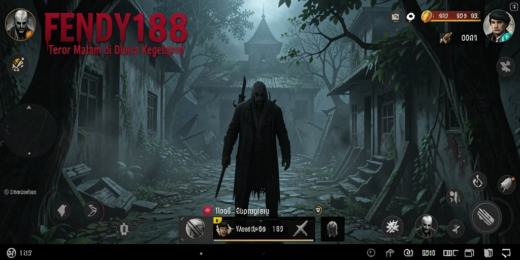 Screenshot gameplay FENDY188 yang menampilkan suasana horor yang mencekam.