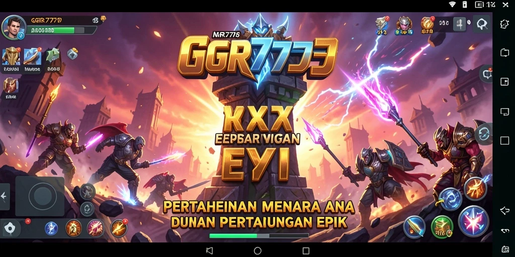 Tangkapan layar utama GGR7777 menampilkan pertarungan menara Tower Defense yang mendebarkan.