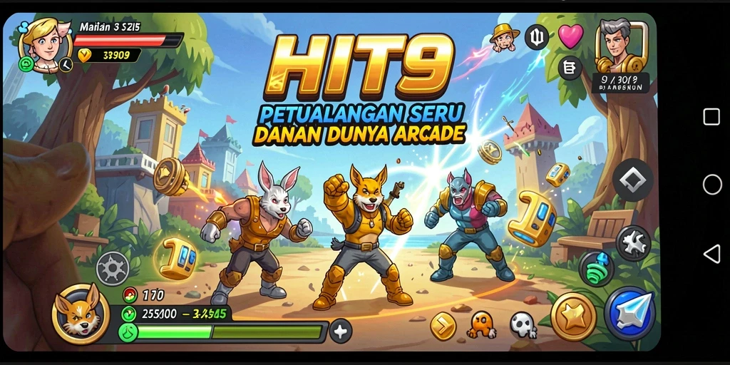 Tampilan gameplay seru dan penuh warna di HIT9.