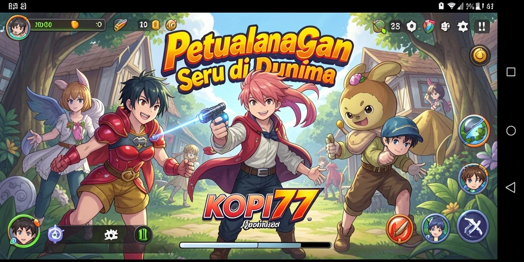 Tampilan menarik gameplay KOPI77 dengan karakter anime.