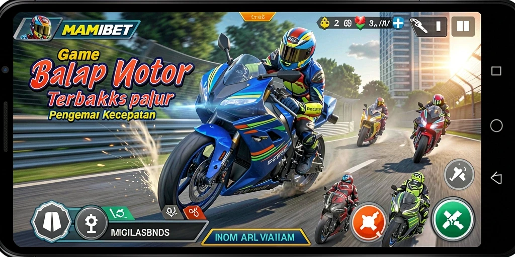 Tampilan gameplay MAMIBET yang memukau dengan aksi balap motor yang seru.