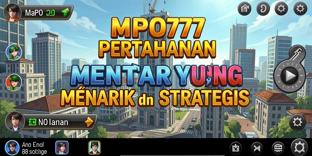 Tampilan gameplay MPO777 menampilkan pertarungan menara melawan gelombang musuh.