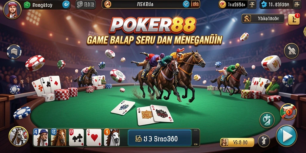 Tampilan memukau dari gameplay POKER88 yang penuh aksi balapan.
