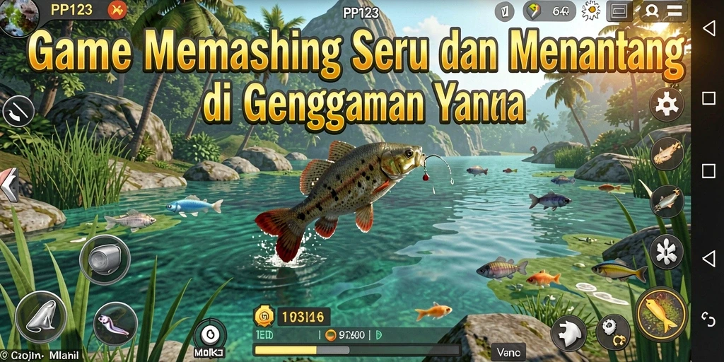 Tampilan gameplay PP123 yang seru dalam menangkap ikan.