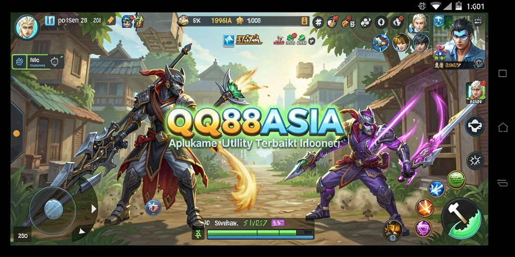 Screenshot utama QQ88ASIA menampilkan fitur pengingat dan informasi terkini.
