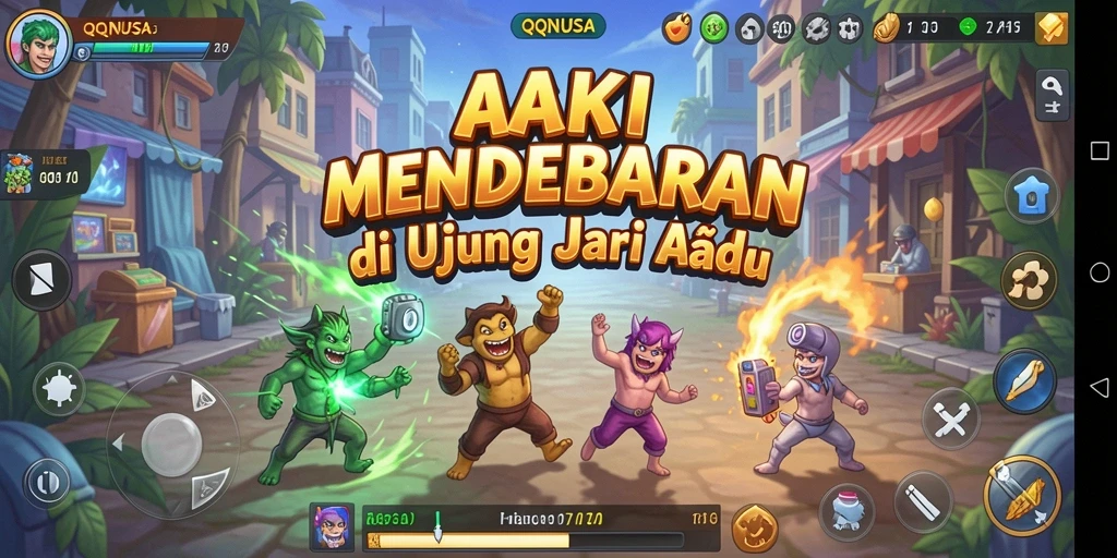 Tangkapan layar menunjukkan aksi seru dalam gameplay QQNUSA.