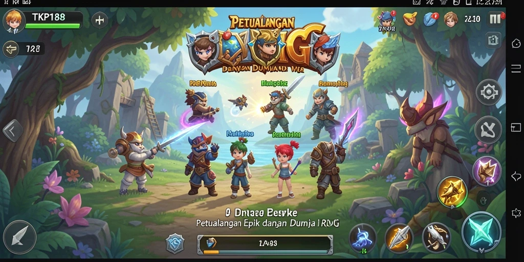 Tampilan gameplay TKP188 dengan pertarungan seru dan karakter unik.
