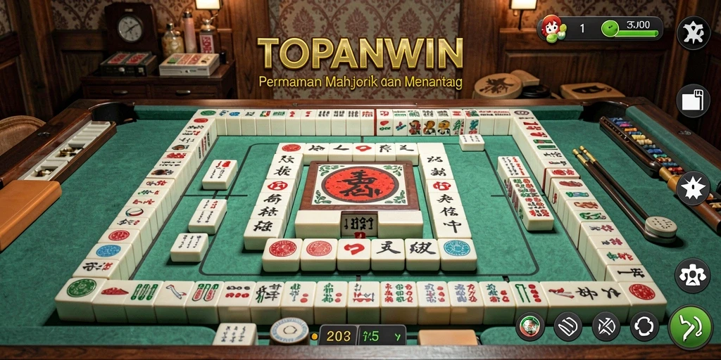 Tampilan gameplay seru dalam TOPANWIN yang penuh tantangan Mahjong.